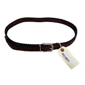 Eleventy Belt Brown‎ Leather Braid with Navy Size 95/110 Silver Tone Buckle